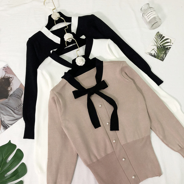 Vesta eleganta de dama cu panglica si nasturi in negru, alb si maro