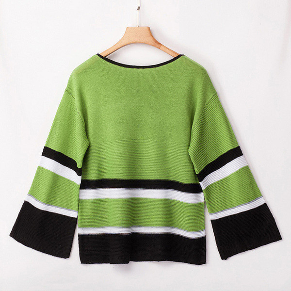 Női pulóver ovális nyakkivágással és lótusz ujjú három színben