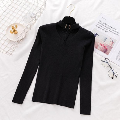 Modern női pulóver nyakkivágással több színben