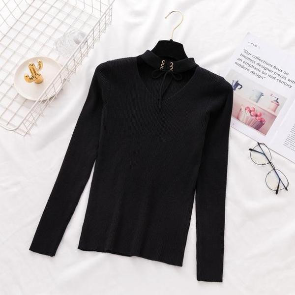 Modern női pulóver nyakkivágással több színben