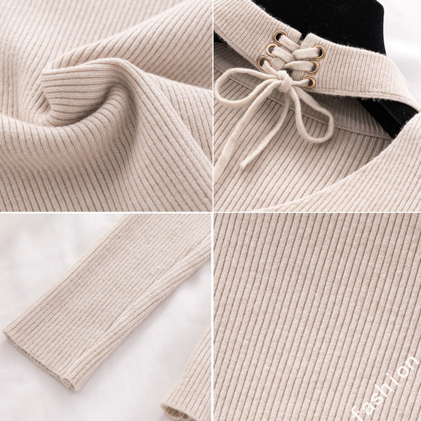 Modern női pulóver nyakkivágással több színben