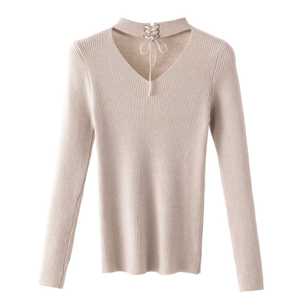 Modern női pulóver nyakkivágással több színben