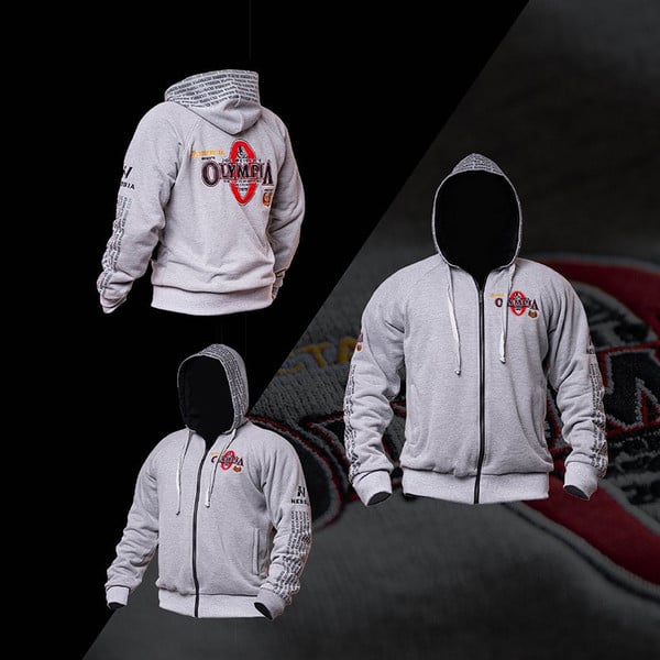 Casual άνδρικό φούτερ με κουκούλα και φερμουάρ σε μαύρο και άσπρο χρώμα