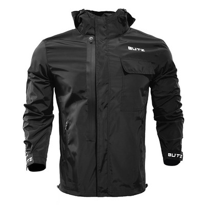 Őszi férfi kabát fekete színben és cipzárral