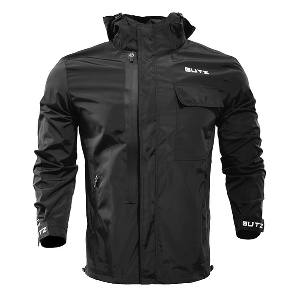 Őszi férfi kabát fekete színben és cipzárral