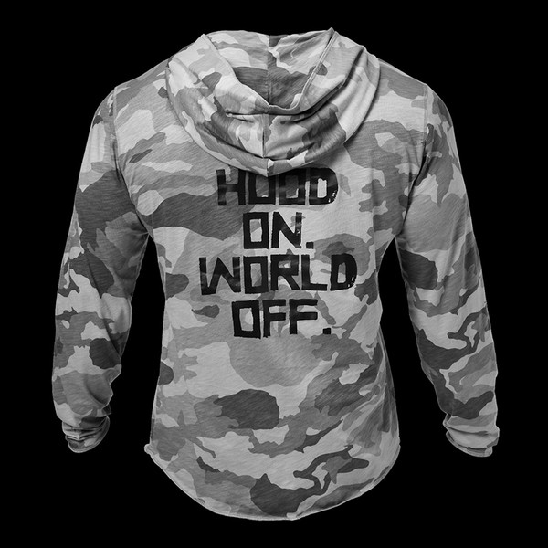 Alkalmi férfi blúz kapucnival, terepszínű mintával