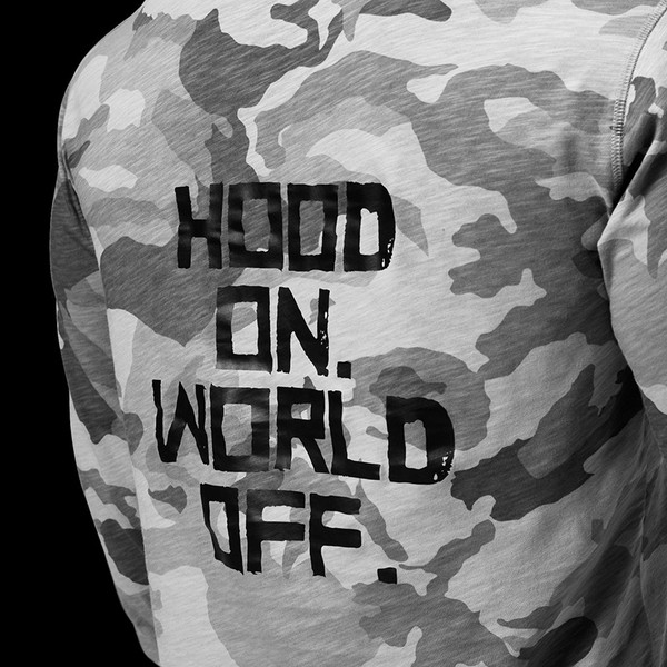 Alkalmi férfi blúz kapucnival, terepszínű mintával