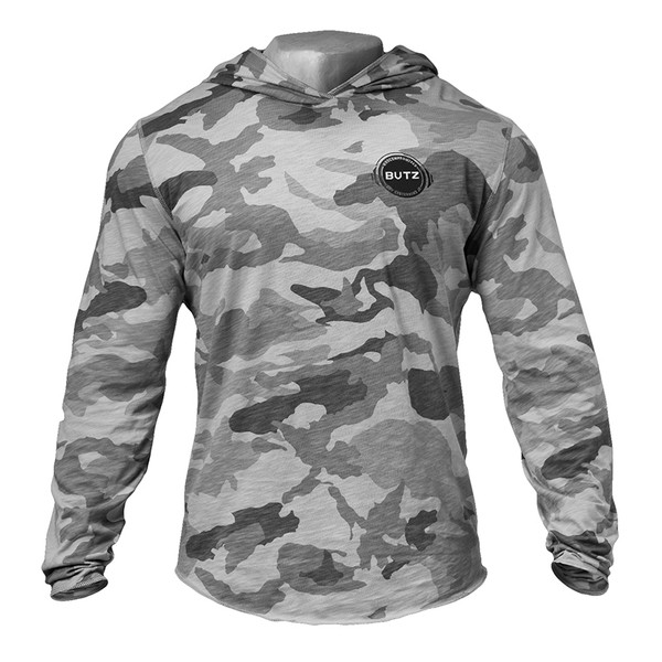 Alkalmi férfi blúz kapucnival, terepszínű mintával