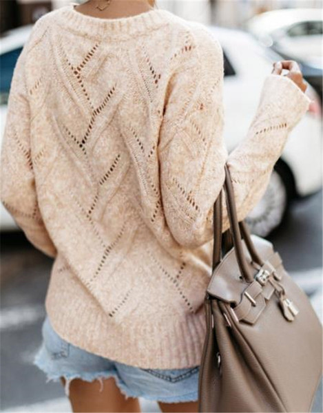 Rózsaszín és bézs színű, kerek nyakkivágású női pulóver
