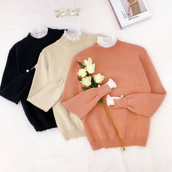 Modern női pulóver gyöngyökkel több színben