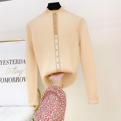 Modern női pulóver félmagas gallérral, négy színben