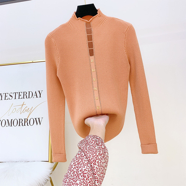 Modern női pulóver félmagas gallérral, négy színben