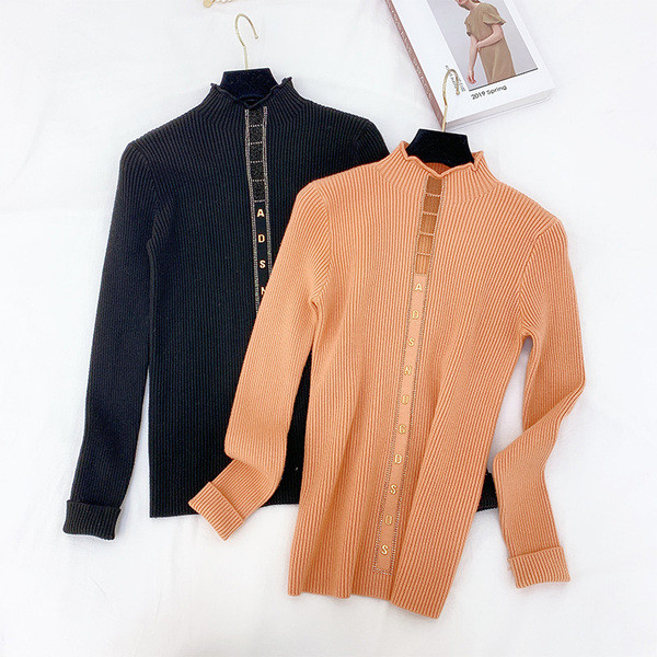 Modern női pulóver félmagas gallérral, négy színben