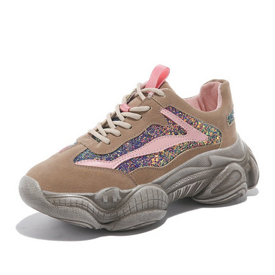 Modern női tornacipő fűzővel és vastag talppal, három színben