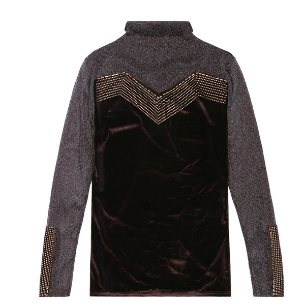 Modern női blúz három színben, pólógallérral és fényes hatással