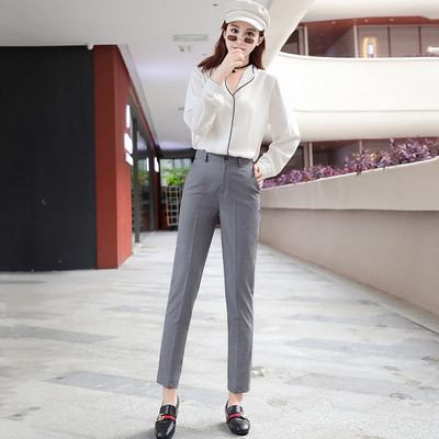 Нов модел дамски панталон с джобове в сив и черен цвят