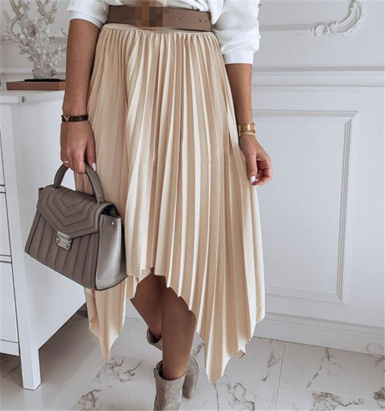 Aszimmetrikus modell női rakott szoknya három színben