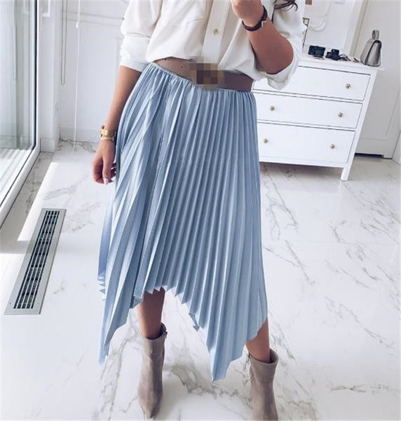 Aszimmetrikus modell női rakott szoknya három színben