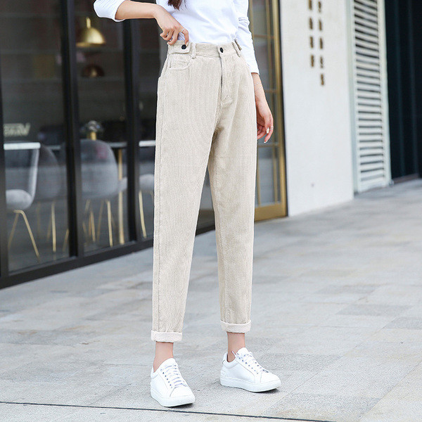 Pantaloni de dama actuali cu talie inalta in culorile gri, bej, negru si maro