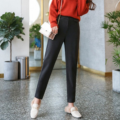 Pantaloni moderni de dama cu talie inalta in bej, gri si negru