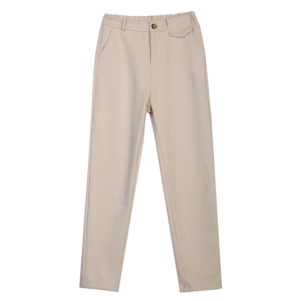 Pantaloni moderni de dama cu talie inalta in bej, gri si negru