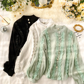 Cămașă elegantă de damă cu nasturi și guler în formă de O în mai multe culori