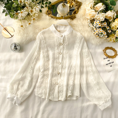 Cămașă elegantă de damă cu nasturi și guler în formă de O în mai multe culori