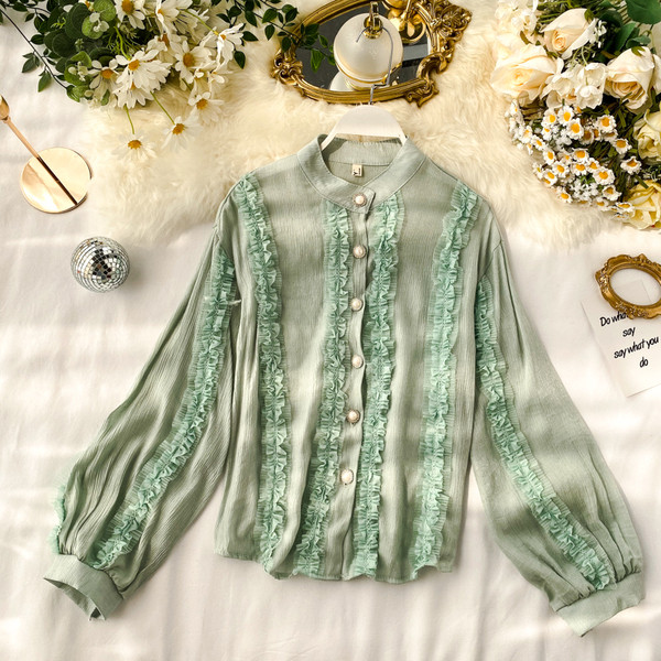 Cămașă elegantă de damă cu nasturi și guler în formă de O în mai multe culori