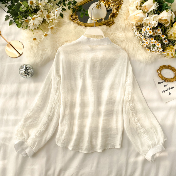 Cămașă elegantă de damă cu nasturi și guler în formă de O în mai multe culori