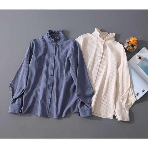 Cămașă modernă de damă cu guler polo înalt în două culori