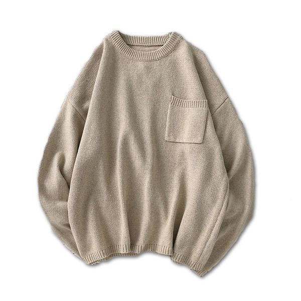 Pulover bărbătesc cu buzunar în negru și bej