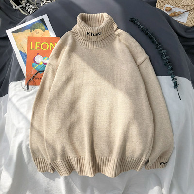 Férfi alkalmi pulóver magas gallérral és feliratokkal több színben