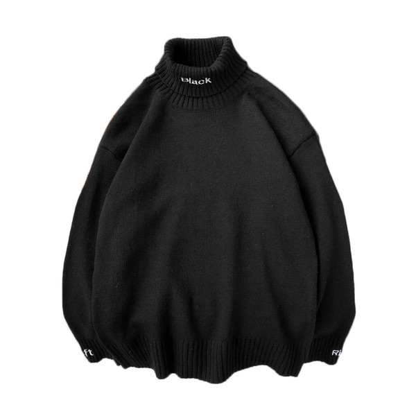 Férfi alkalmi pulóver magas gallérral és feliratokkal több színben