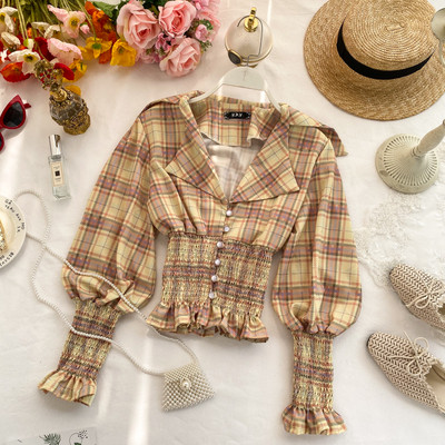 Cămașă damă în carouri cu nasturi în două culori