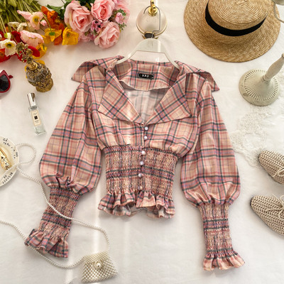 Cămașă damă în carouri cu nasturi în două culori