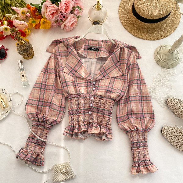 Cămașă damă în carouri cu nasturi în două culori