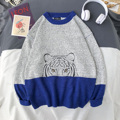 Modern férfi pulóver ovális nyakkivágással, több színben