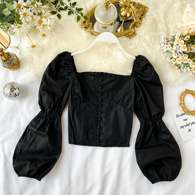 Bluză de damă cu decolteu pătrat în patru culori