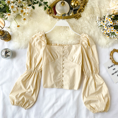 Bluză de damă cu decolteu pătrat în patru culori