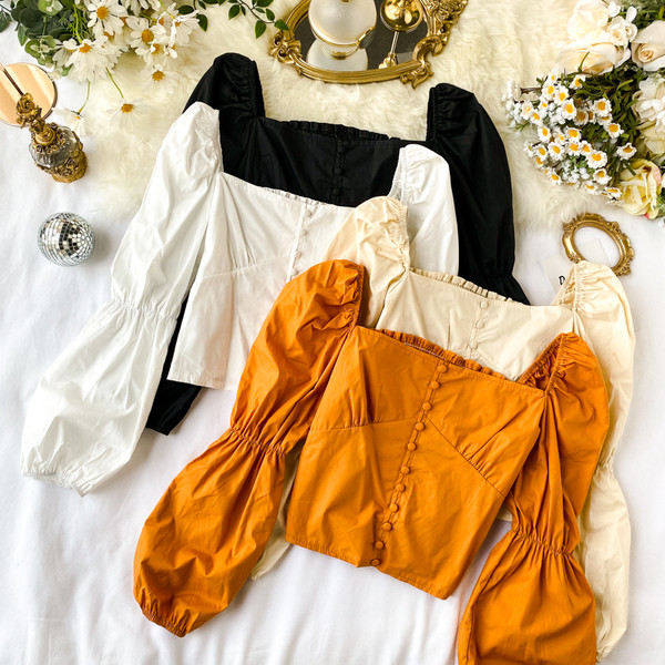 Bluză de damă cu decolteu pătrat în patru culori