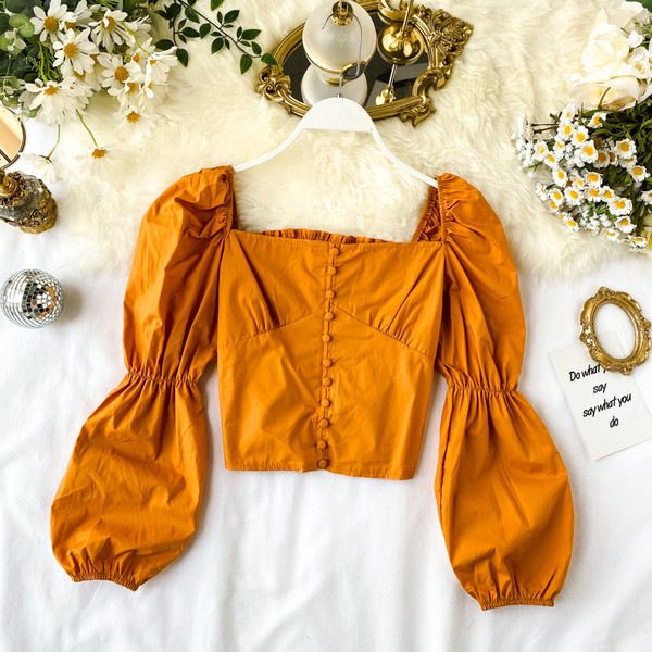 Bluză de damă cu decolteu pătrat în patru culori