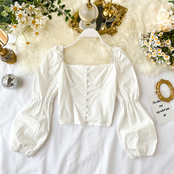 Bluză de damă cu decolteu pătrat în patru culori