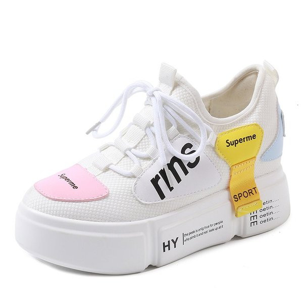 Adidasi moderni de dama cu talpa groasa in alb si negru