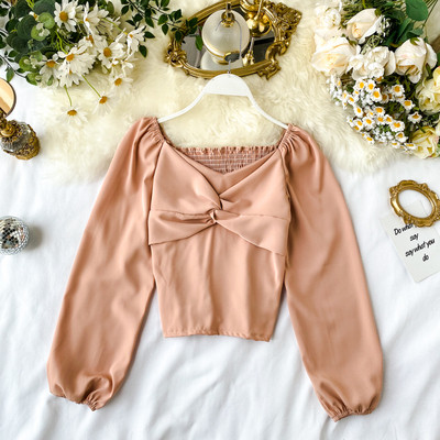 Modern női ing kerek nyakkivágással, különböző színekben