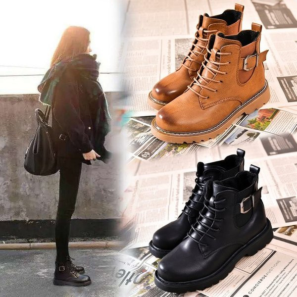 Ghete de dama moderne cu sireturi si catarama in negru si maro