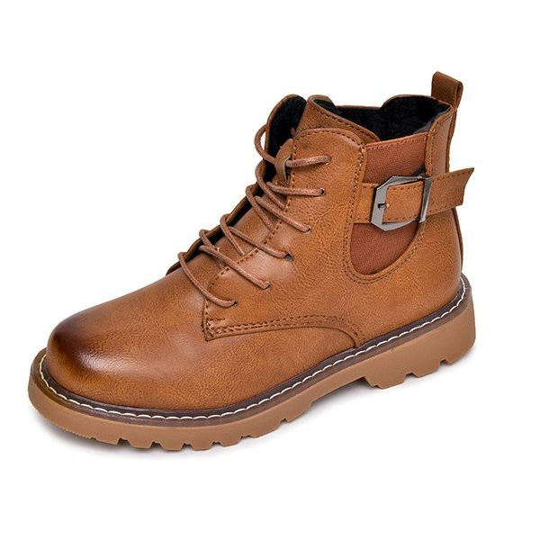 Ghete de dama moderne cu sireturi si catarama in negru si maro