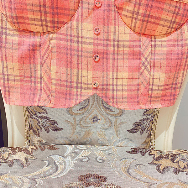 Bustiera dama in carouri in doua culori