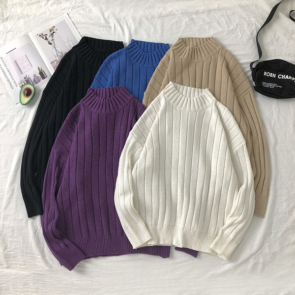 Pulover casual barbatesc cu guler inalt in diferite culori