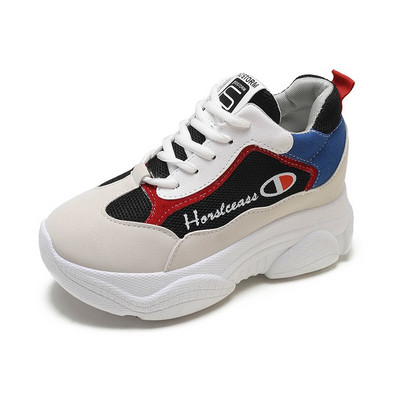 Tenisi casual dama cu talpa inalta in doua culori