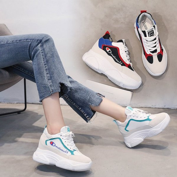 Tenisi casual dama cu talpa inalta in doua culori